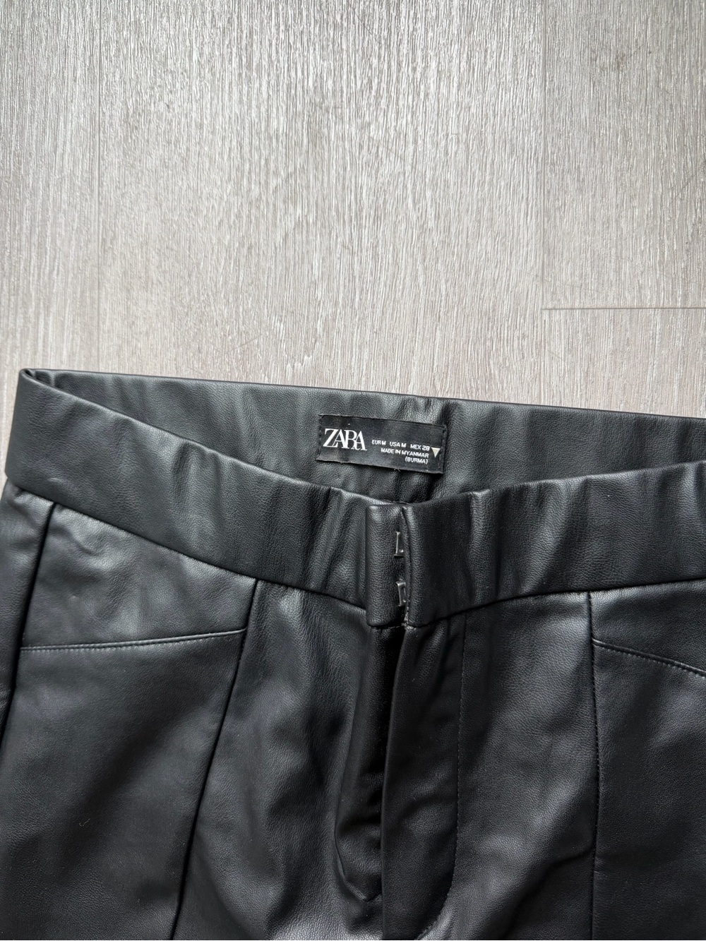 ZARA Black Faux Leather High-Waist Pants size Medium